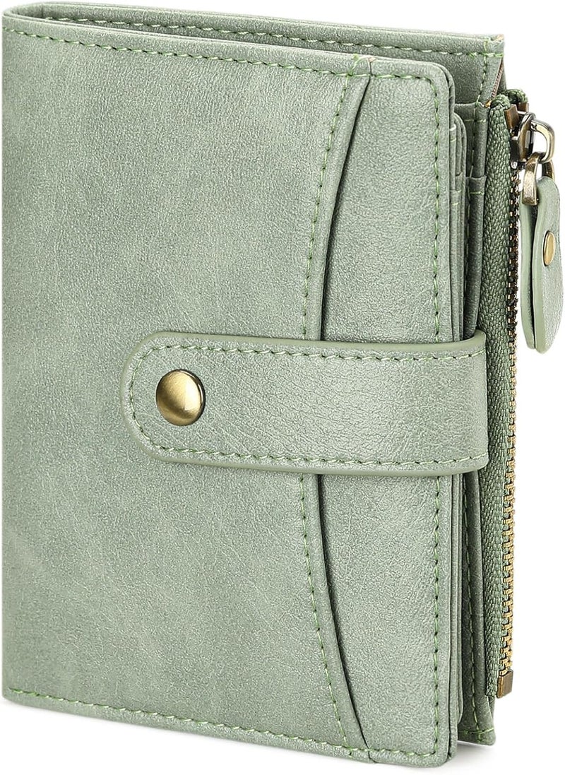 FALAN MULE Small Wallet for Women Leather RFID Blocking Bifold Credit Card Holder with Zipper Coin Pocket - Image 1